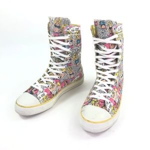 Rouge Helium Comic Pattern Hi Tops Shoes Sz 9 A043